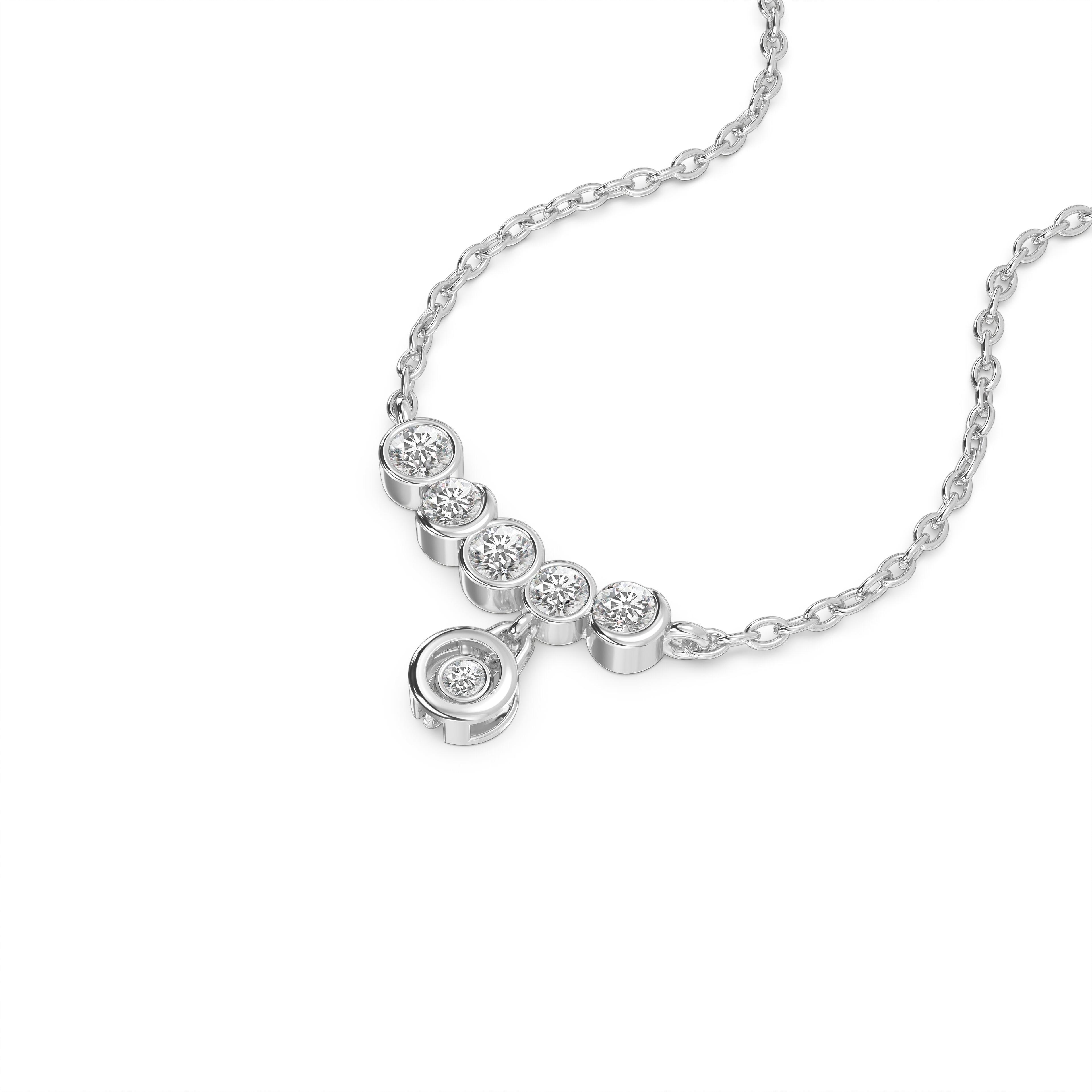 0.14 Carat Dazzling Cluster 9KT Gold Laboratory Grown Diamond Necklace — studio view